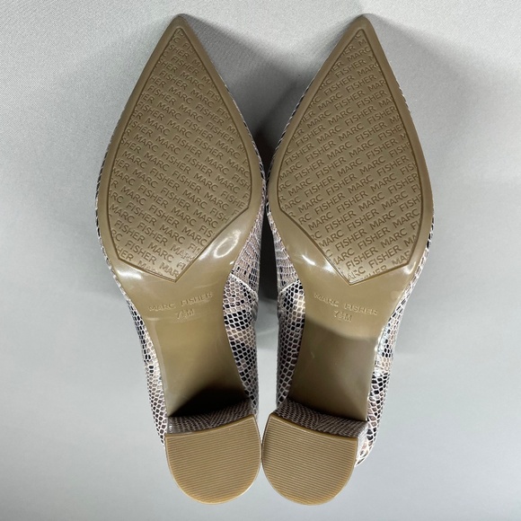 NEW Marc Fisher Boots Womens 7.5 brown snakeskin block heels ankle booties - Picture 11 of 13